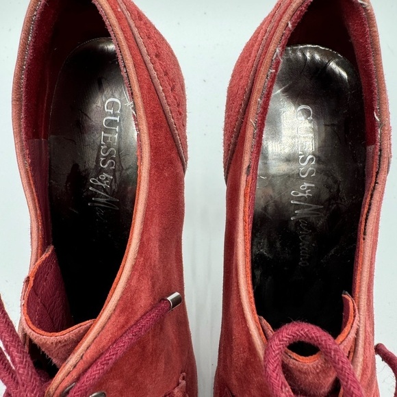 Guess chunky suede high heel shoes size 6 dark red - Picture 7 of 7